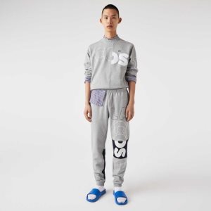Lacoste Heritage Destructured Branding Pamuklu Fleece Jogging Gri | LB7148205