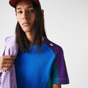 Lacoste Heritage Regular Fit Color-Block Stretch Pique Mavi Yeşil Mor | SZ3098157