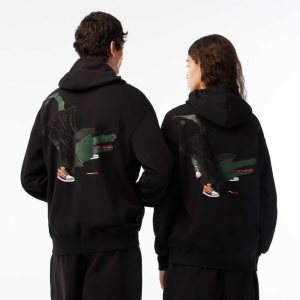 Lacoste Netflix Loose Fit Hoodie Siyah | LW3259046