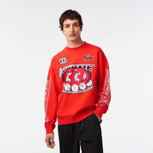 Lacoste Pamuklu Fleece Loose Fit Turuncu | JE6902718
