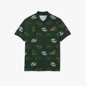 Lacoste Regular Fit Crocodile Print Yeşil Beyaz | LU6783059