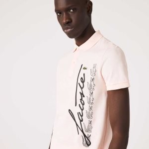 Lacoste Regular Fit Signature Pamuklu Pique Açık Pembe | CA2197846