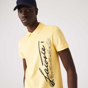 Lacoste Regular Fit Signature Pamuklu Pique Sarı | RF6247983