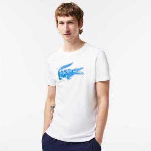 Lacoste SPORT 3D Print Crocodile Nefes Alabilir Jersey Beyaz Mavi | DA7394208