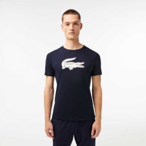 Lacoste SPORT 3D Print Crocodile Nefes Alabilir Jersey Lacivert Mavi Beyaz | LW3280546