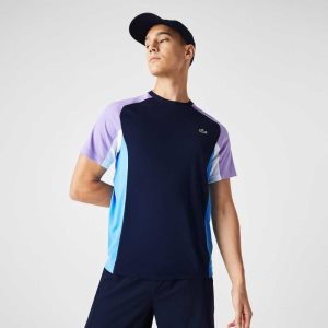 Lacoste SPORT Color-Block Ultra-Dry Pique Tenis Lacivert Mavi Mor Beyaz Mavi | WQ2458693