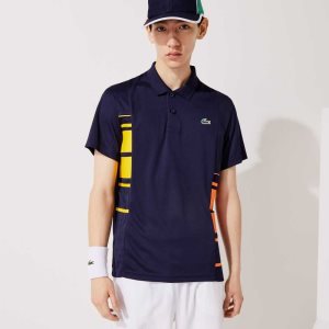 Lacoste SPORT Colorblock Pique And Mesh Lacivert Mavi Sarı Turuncu Beyaz | HR6075413