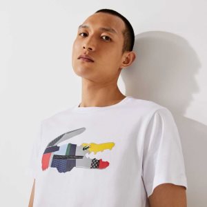 Lacoste SPORT Patchwork Crocodile Print Pamuklu Beyaz | FV9713205