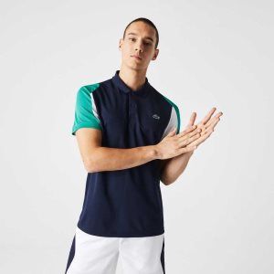 Lacoste SPORT Regular Fit Run-Resistant Pique Tenis Lacivert Mavi Yeşil Beyaz | GQ8106427
