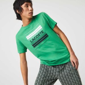 Lacoste SPORT Stylized Logo Print Organic Pamuklu Yeşil | UI2315867