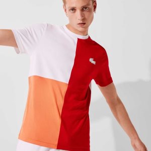 Lacoste SPORT Tricolor Nefes Alabilir Light Pique Kırmızı Beyaz Turuncu Beyaz Siyah | FH1869273