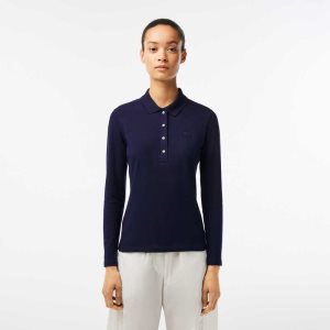 Lacoste Slim Fit Stretch Pique Lacivert Mavi | UC6785413