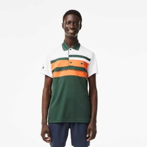 Lacoste Spor Miami Open Edition Stripe Beyaz Turuncu Yeşil | GH3457681