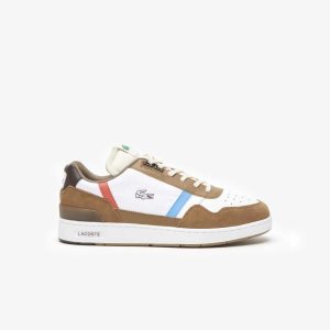 Lacoste T-Clip Deri Tricolor Kahverengi Beyaz | HM7085934